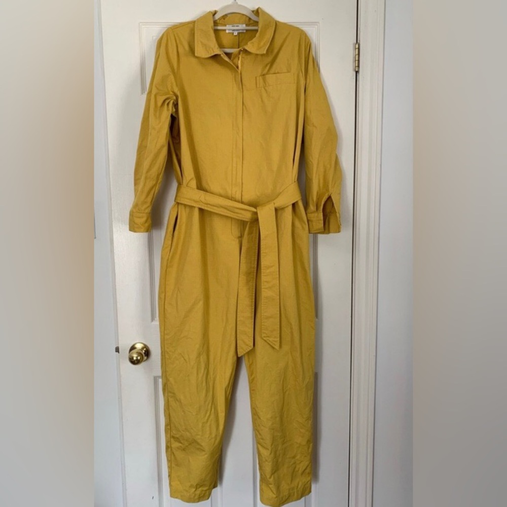 Women's Mustard Utility Jumpsuit with Waist Tie